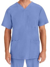 Healing Hands HH Works Mathew Scrub Top 2590 Ceil Blue Mens V-Neck Medical Small