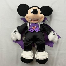 Disney Mickey Mouse Plush Unisex 15in Black Vampire Halloween Dracula Costume