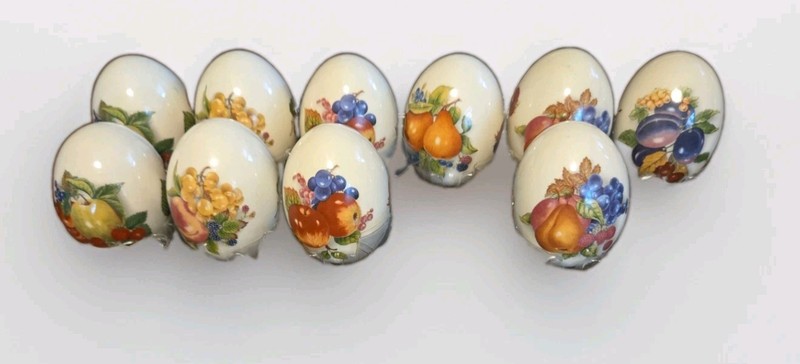 The Egg Lady Porcelain Eggs Set of 10 Fruit Design 