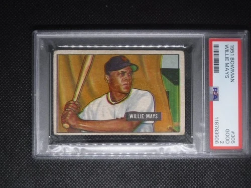 1951 Bowman-Willie Mays 305 (RC)-No creases or lines-PSA2
