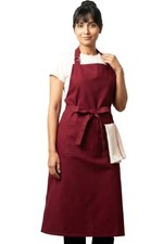100 Cotton Kitchen Apron with 2 Pockets Adjustable Chef Apron Standard Red