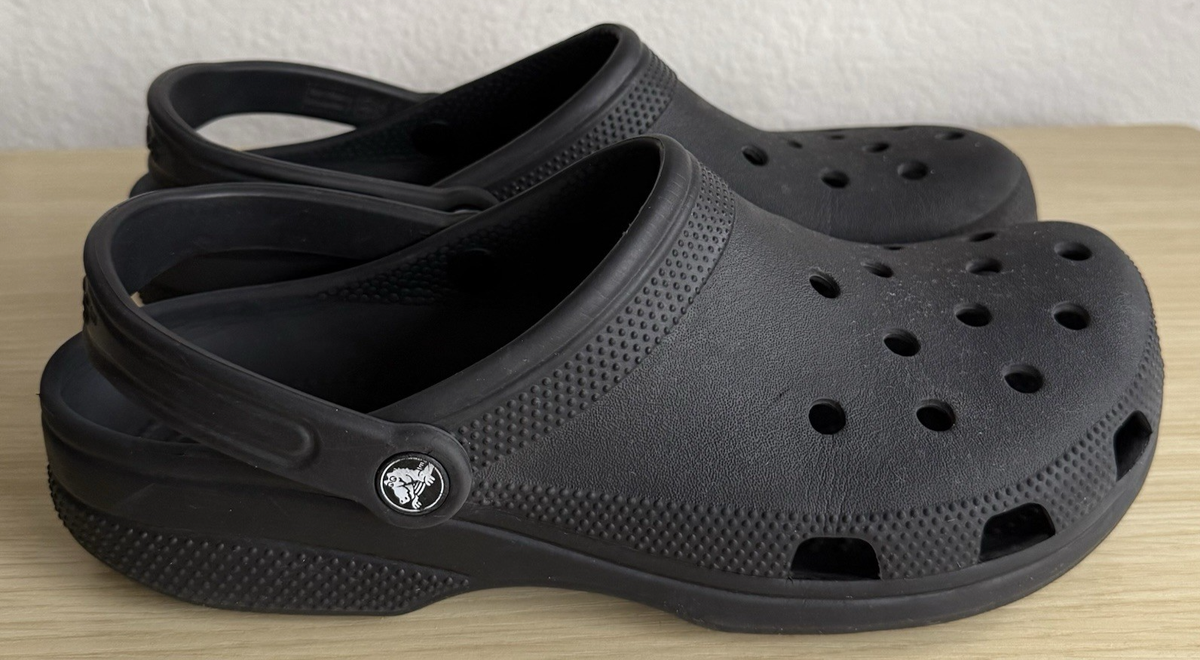 Rare Crocs Motion M10-11 W12-14 Black Capped Closed Toe Slip On Clogs Sandals Crocs Black Sandals for Men for sale | eBay main image 2