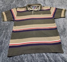 Vintage 90s Rare Tommy Hilfiger Stripped Polo Short Sleeve Shirt Men Size Large