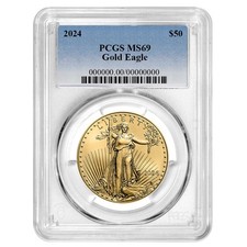 2024 $50 American Gold Eagle 1 oz PCGS MS69 Blue Label 4349.62 per troy oz