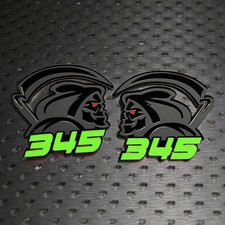 Reaper Lime Green 345 Car Truck Emblem Badge Matte Black On Black Custom Set Of2 Reaper Lime Green 345 Car Truck Emblem Badge Matte Black On Black Custom Set Of2