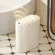 Motion Sensor Bathroom Trash Can with Butterfly Lid, 7L / 1.8gal Touchless Au...