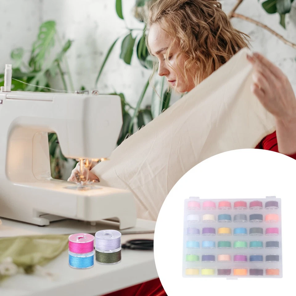 36 Pcs Sewing Bobbin Case Thread Storage Box Machine Spools Embroidery Bobbins - Image 4 of 4