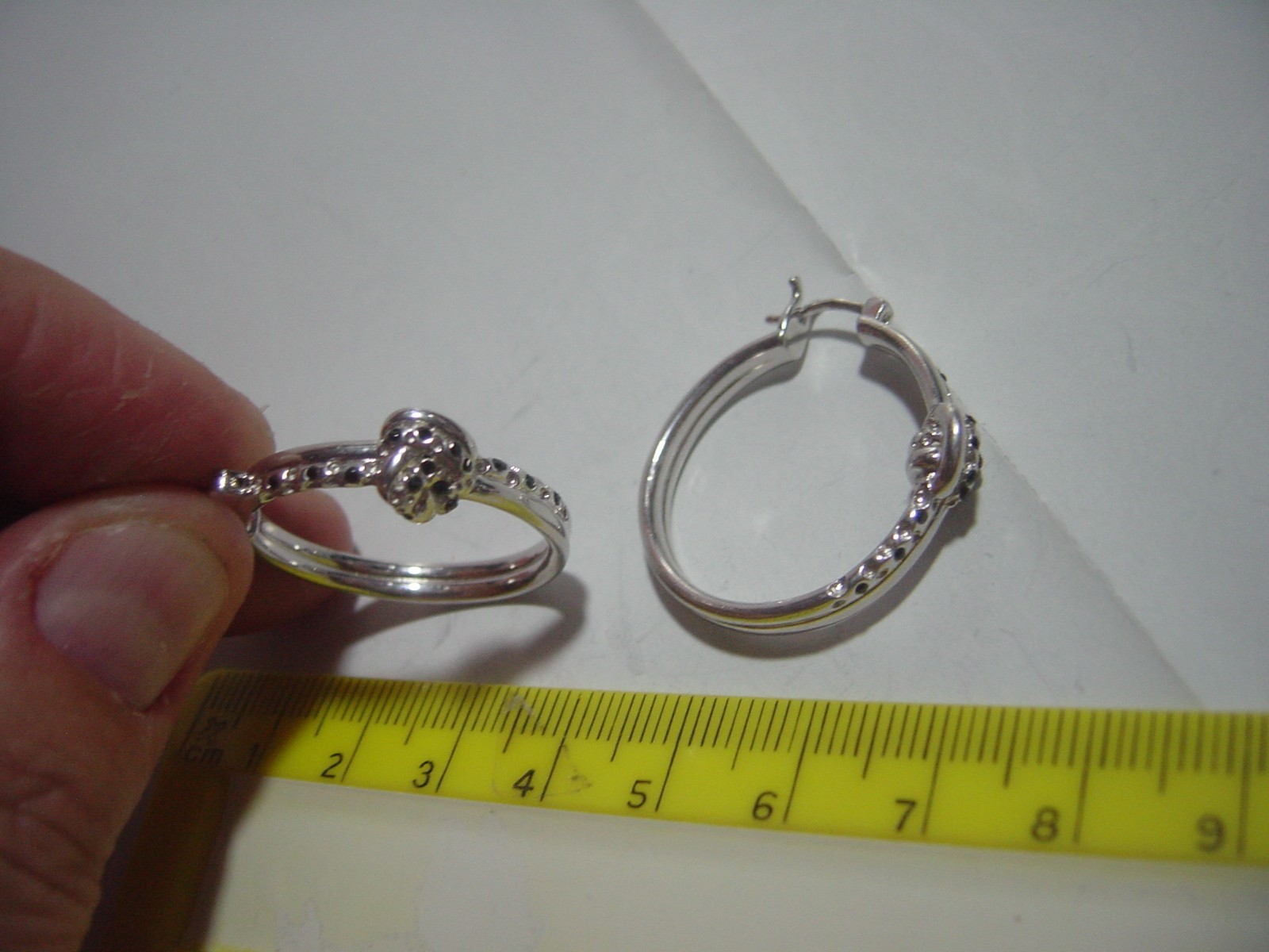 Solid Silver Vintage unusual design-full hoops-sp… - image 10