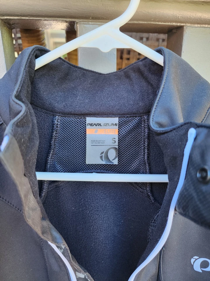 Chaqueta térmica de ciclismo Pearl Izumi Elite blanca/negra, cremallera completa talla S Foto 3 de 4