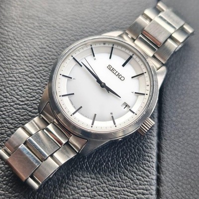 Seiko Solar Radio Wave SBTM251 Watch 7B240BR0 White Mens Timepiece