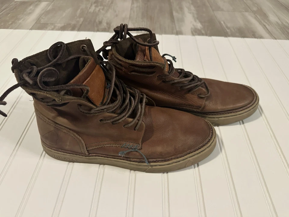 Satorisan Marrón Cuero Alto Con Cordones Tenis Botas EU 43 M10 W12 Foto 2 de 4