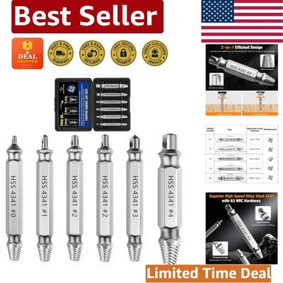 6 PCS Silver Screw Extractor Set - Quick Fix for Stripped and Rusty Screws