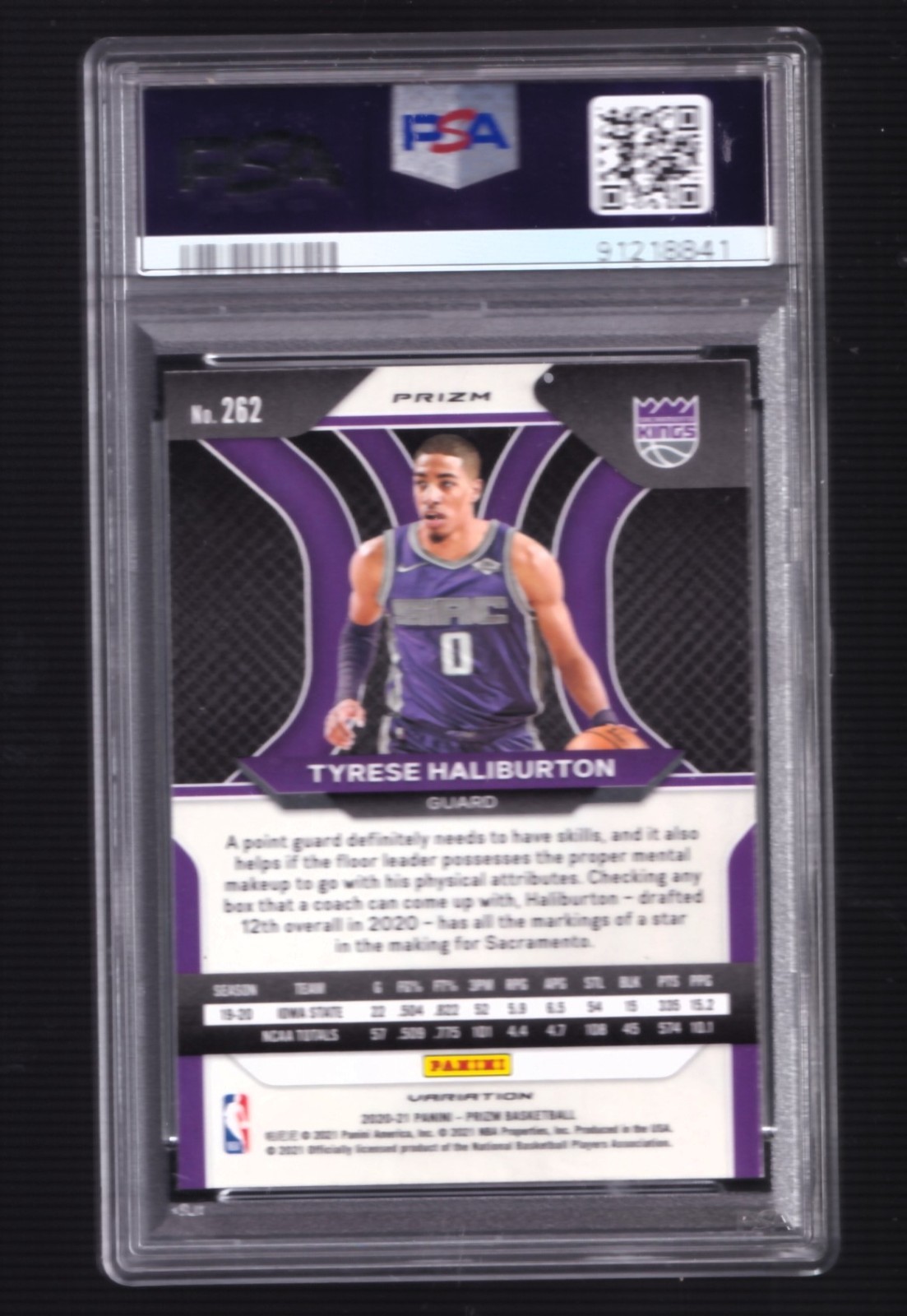 2020 Panini Prizm #262 Tyrese Haliburton Variation Fast Break Disco PSA 10 RC view 2