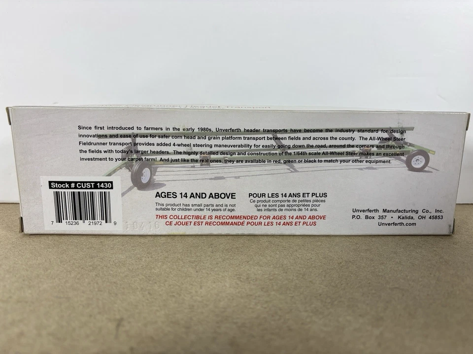 Unverferth AWS Field runner Header Cart 1/64 Scale By SpecCast CUST1430 - Image 3 of 4