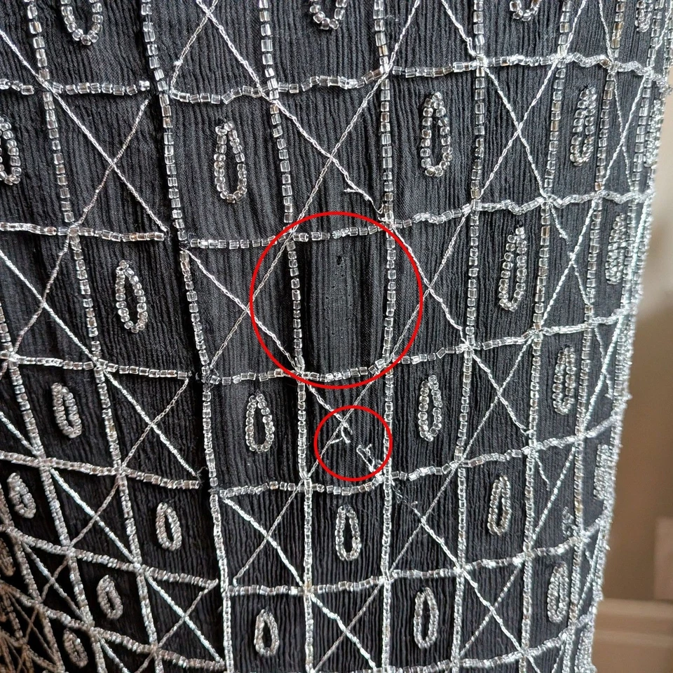 Vestido de Noche Boutique Papell Vintage Años 90 Y2K Cuentas Seda Plateado Baile de graduación Talla 6 Foto 4 de 4