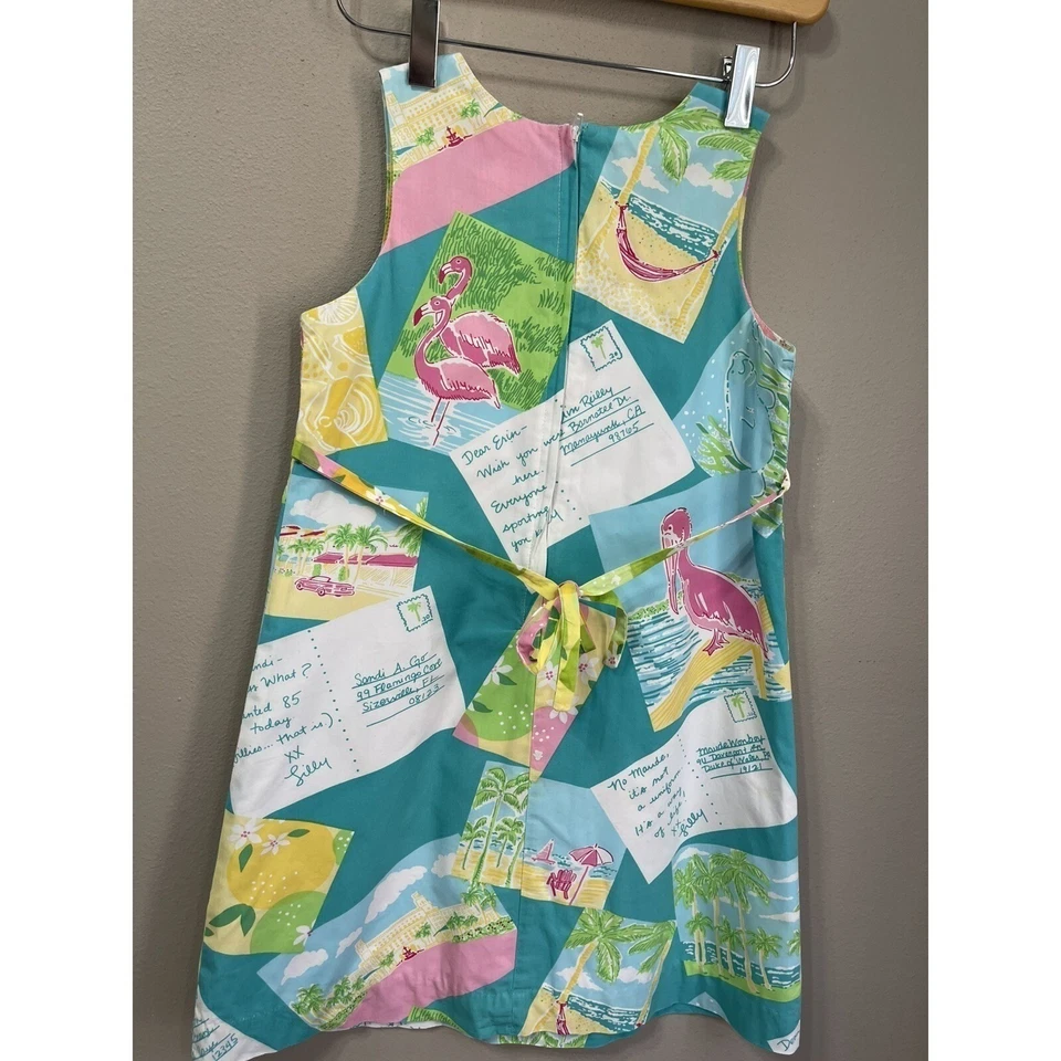 Lilly Pulitzer Girls Dress Vintage Palm Beach Postcards Shift Size 7 White Label - Image 2 of 4