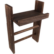 Wooden Bath Towel Storage Rack, Space Saving Ladder Towel Holder with Display