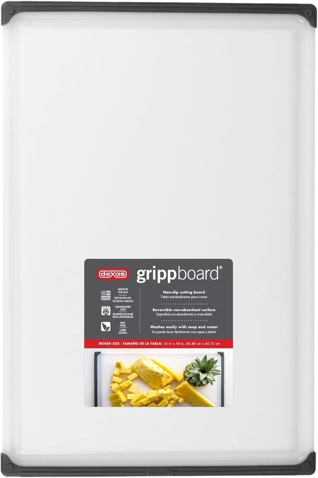 Tabla de cortar con agarre antideslizante tamaño 12"x18" en color natural/gris Foto 2 de 4