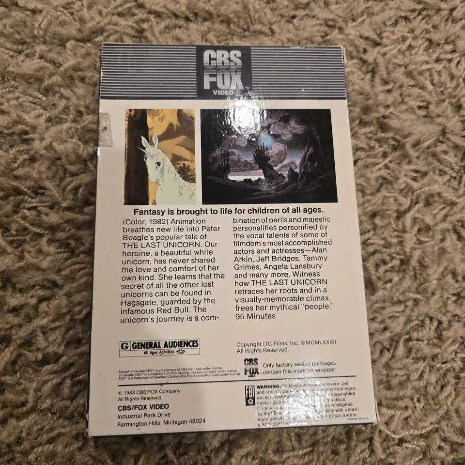The Last Unicorn VHS 1983 Fantasy Animation CBS Fox Drawer Box VERY RARE - Imagem 3 de 4