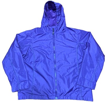 i5 Apparel Purple Hooded Windbreaker Jacket Size L Lightweight Rain Shell