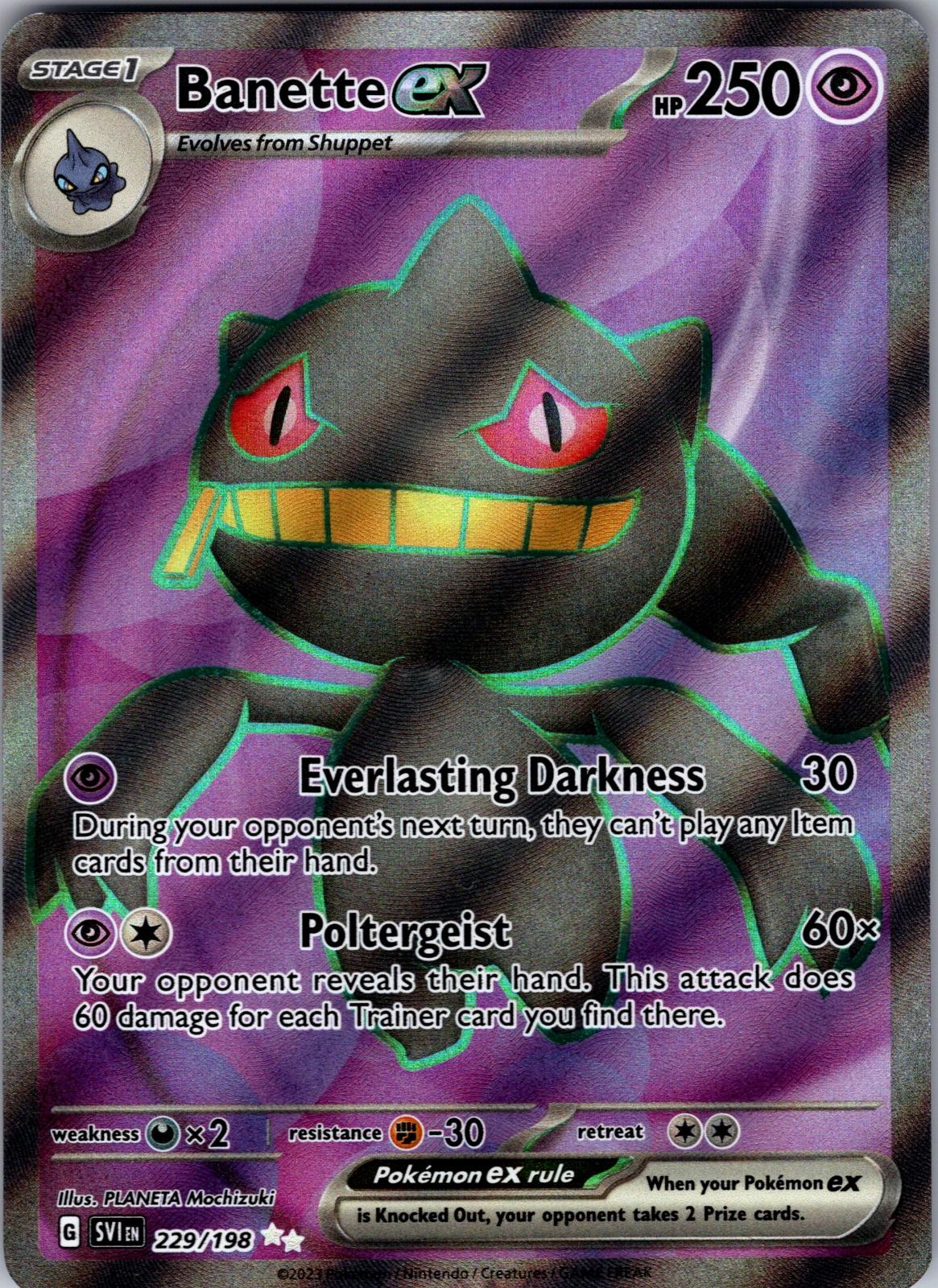 Banette ex 229/198 Ultra Rare Scarlet Violet English Pokemon TCG Card Single NM