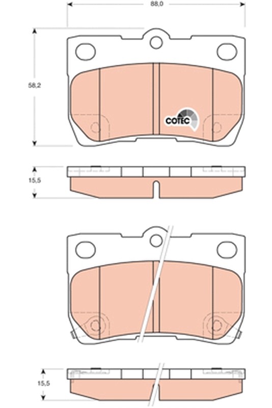 Rear TRW-OE GDB3399 Brake Pad Set, disc brake for LEXUS,TOYOTA,TOYOTA (FAW)