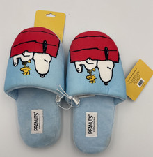 Peanuts Snoopy / Woodstock Slippers Kid's Size L / XL Blue Slip-On Shoes NWT