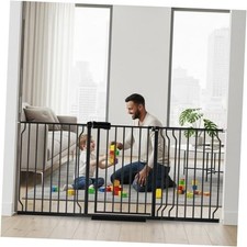 Extra Wide Auto Closing Baby Safety Gate for Stairs 62.2"-71.65" Black