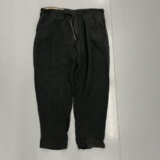 Vintage 50s Black/Dark Green Side Button Trousers 33x26 1950s True Vintage