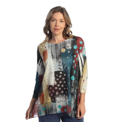 Jess & Jane Chiffon Contrast Tunic Top Medium
