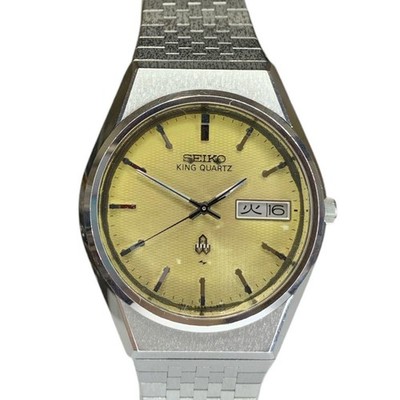 SEIKO King Quartz 5856-8020 Vintage Day Date Silver Gold Men's