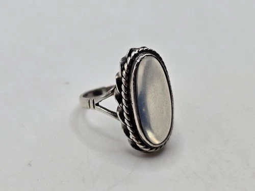 Vintage Silver Clear Moonstone Ring