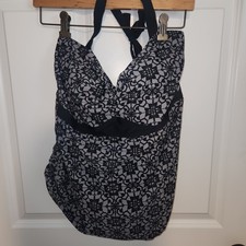 Black and Gray Print Tankini Top and Bottom Swimsuit Size 1X 14 16