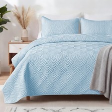 Whale Flotilla Extra Soft Full Queen Quilt Bedding Set, Lightweight Light Blu...
