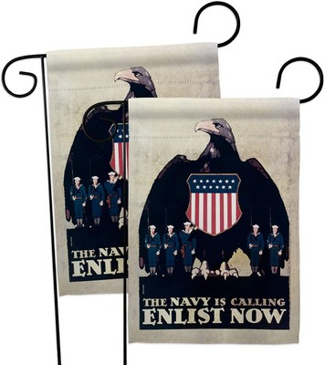 Calling Enlist Now Garden Flag 2pcs Pack Armed Forces Navy USN Seabee United ...