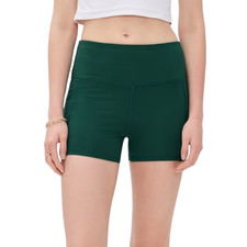 Varley 3" Biker Shorts Womens Large Green Pockets Active Activewear Workout NWOT