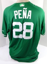 2018 Detroit Tigers Bryan Pena #28 Game Issued Green Jersey St Patricks Day 50 4