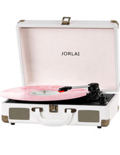 JORLAI Record Player 3 Speeds Turntable with Bluetooth Built-in Battery Stereo S