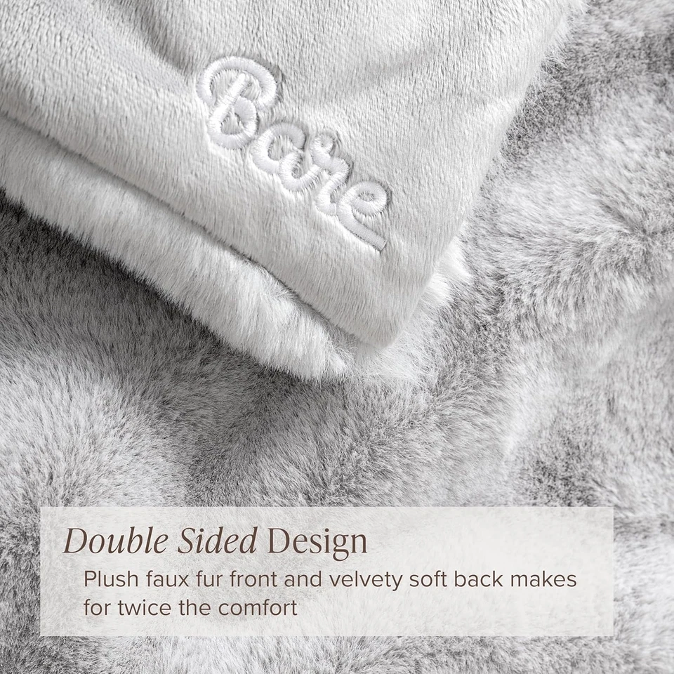 Manta de piel sintética ultra suave - Lujosa tiro plateado Foto 4 de 4