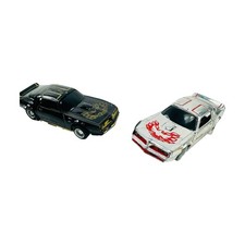 2 TYCO HO SLOT CAR FIREBIRD TRANS AM CHROME w RED TRIM - Black W Gold