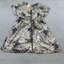 YA Dress Womens Large Blue Animal Print Fit & Flare Zip Front Short Sleeve Party