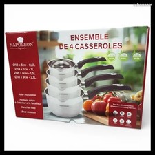 Napoleon set 4 casseroles inox induction avec couvercles 12/14/16/18 cm