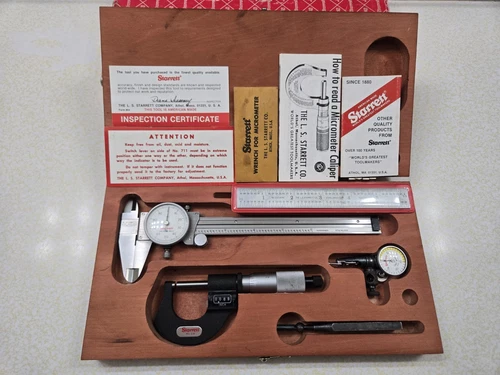  STARRETT Precision Measuring Set  USA Caliper-6" Micrometer-0-1" Indicator