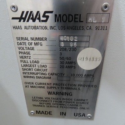 zzz Haas HL-1 208/230V 3Ph CNC Lathe 10 Tool Turret Very Low Hours
