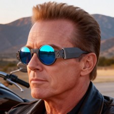 2026 Round UV400 Sunglasses for Men   Polarized-Free Grey Lenses in Black Metal