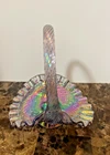 FENTON VIOLET CARNIIVAL IRIDESCENT SMALL GLASS BASKET