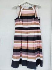 Nine West Womens Sailor Stripe Fit & Flair Pleated Dress Size 12 Multicolor