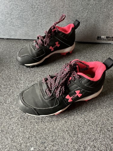 Under Armour Girl's Pink & Black Soccer Softball Athletic Cleats Sneakers Sz 11K - Picture 4 of 11