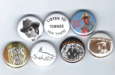 TOWNES VAN ZANDT 1" Pinback Buttos Set Classic Outlaw Country Panch & Lefty Folk