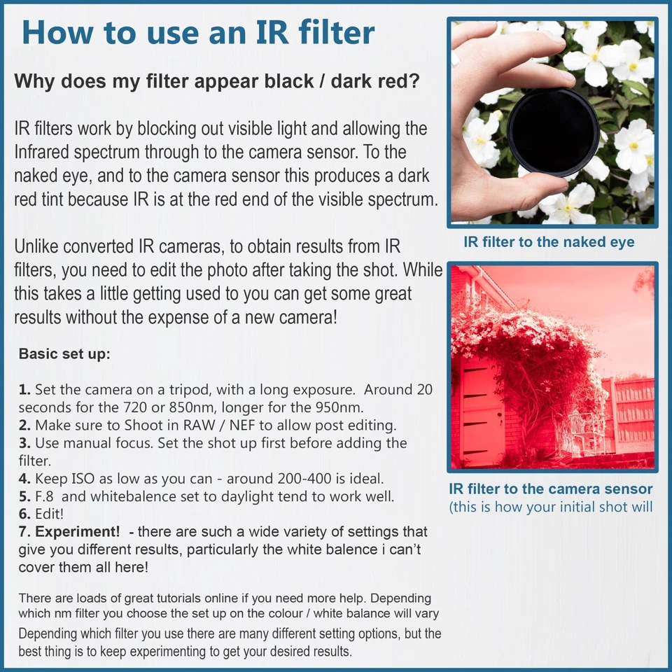 Infrared IR Camera Filter For DSLR Nikon Canon Pentax Sony 720nm 850nm 950nm - Image 3 of 4